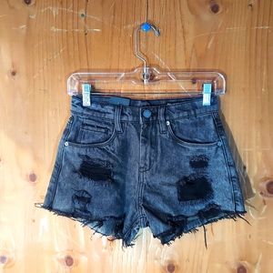 Blank NYC The Barrow Cotton High Rise Distressed Shorts